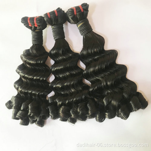 xuchang hair factory double drawn remy human hair weaving,10A grade funmi wave 100% virgin natural hair weaves